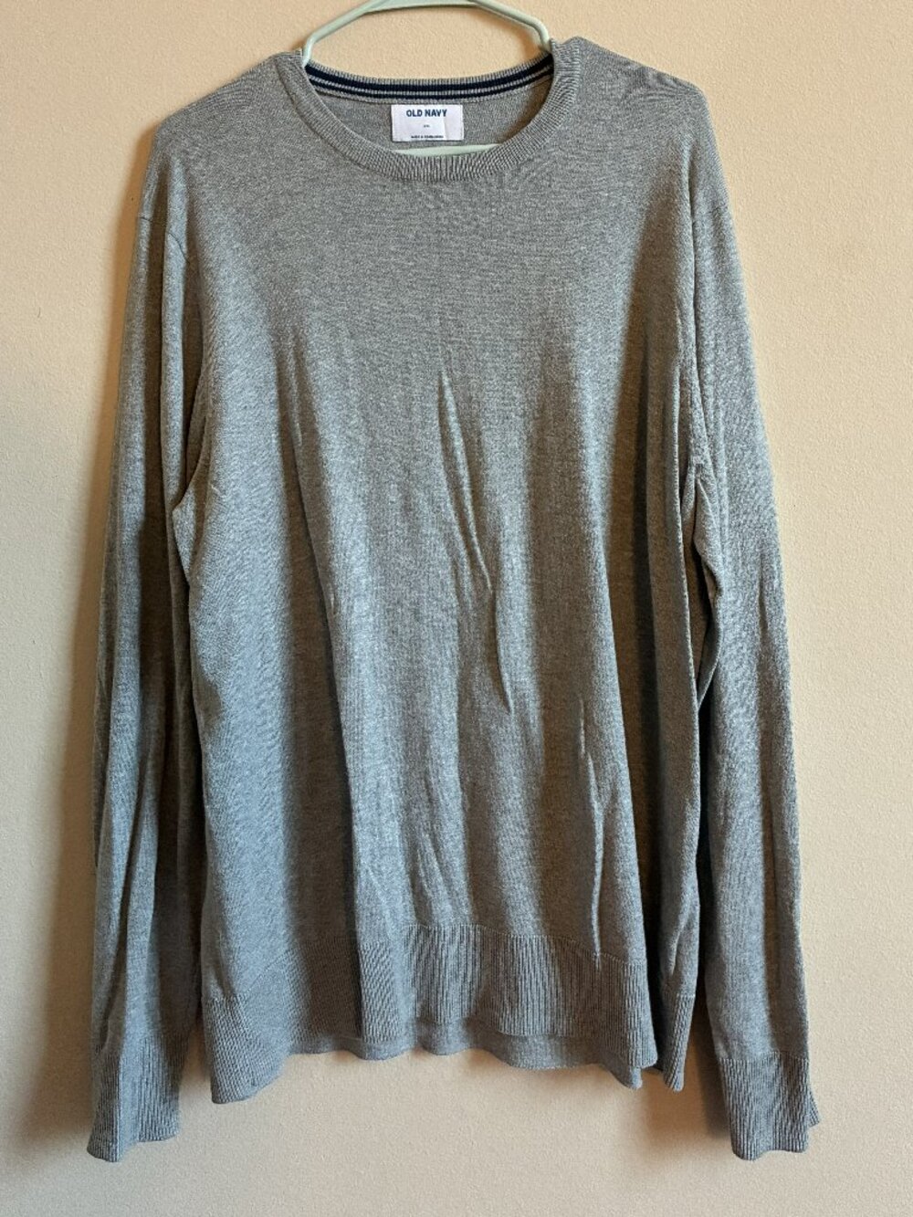 Old Navy Crewneck Sweater (Men's XXL); Light Gray; Solid; Cotton/Polyester